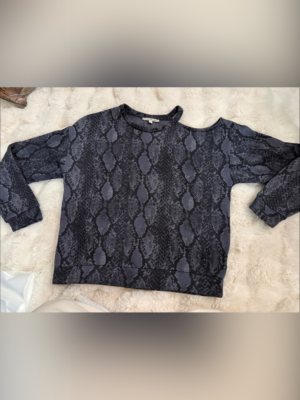 Express Black & Gray Snake Print Long Sleeve Sweatshirt